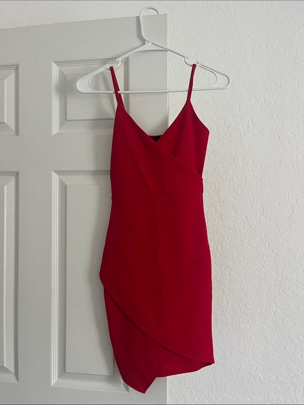 Red Spaghetti-Strap Wrap Dress